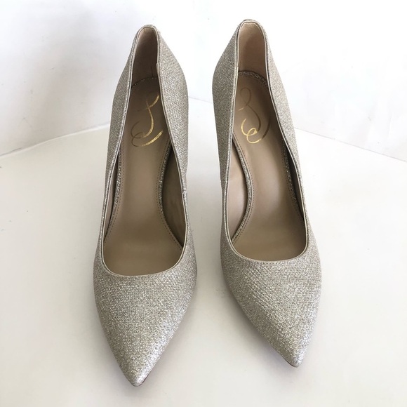 Sam Edelman Hazel Pointed Toe Slip-On Stilettos Light Gold/Silver Size 8 - Picture 2 of 16